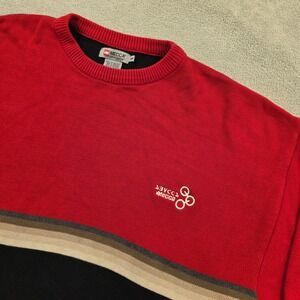 Mecca Sweater Mens 3X Red Black Colorblock Y2K Streetwear Hip Hop Skater Knit